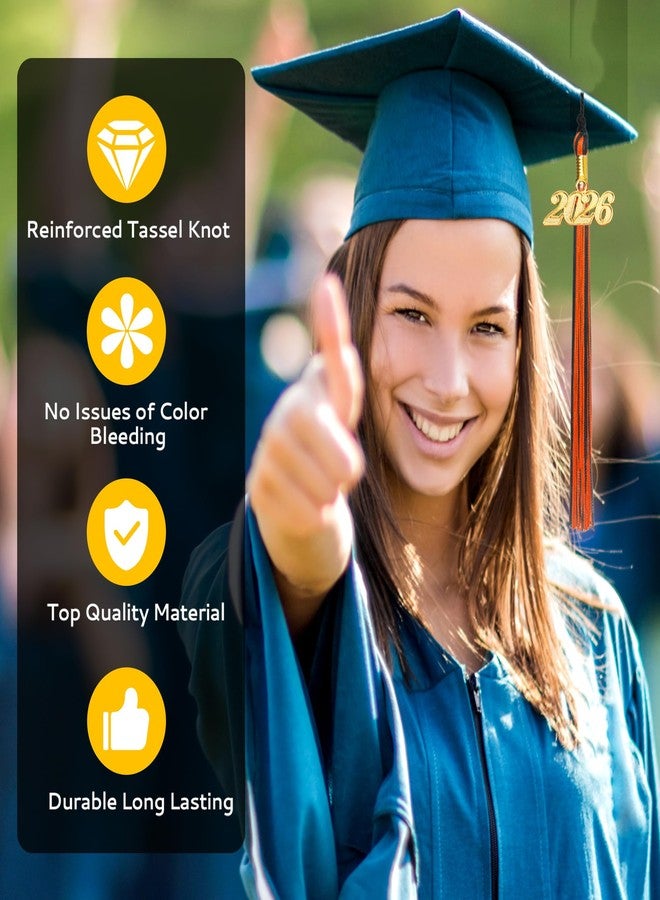 Nelisylux 2026 Tassel Graduation, Black and Orange Graduation Tassel, 2026 Tassel Charms for Graduations Cap Decorations, Tassels Memorial Grad Cords for College High School Graduate Hat Ceremonies Accessories - Image 3